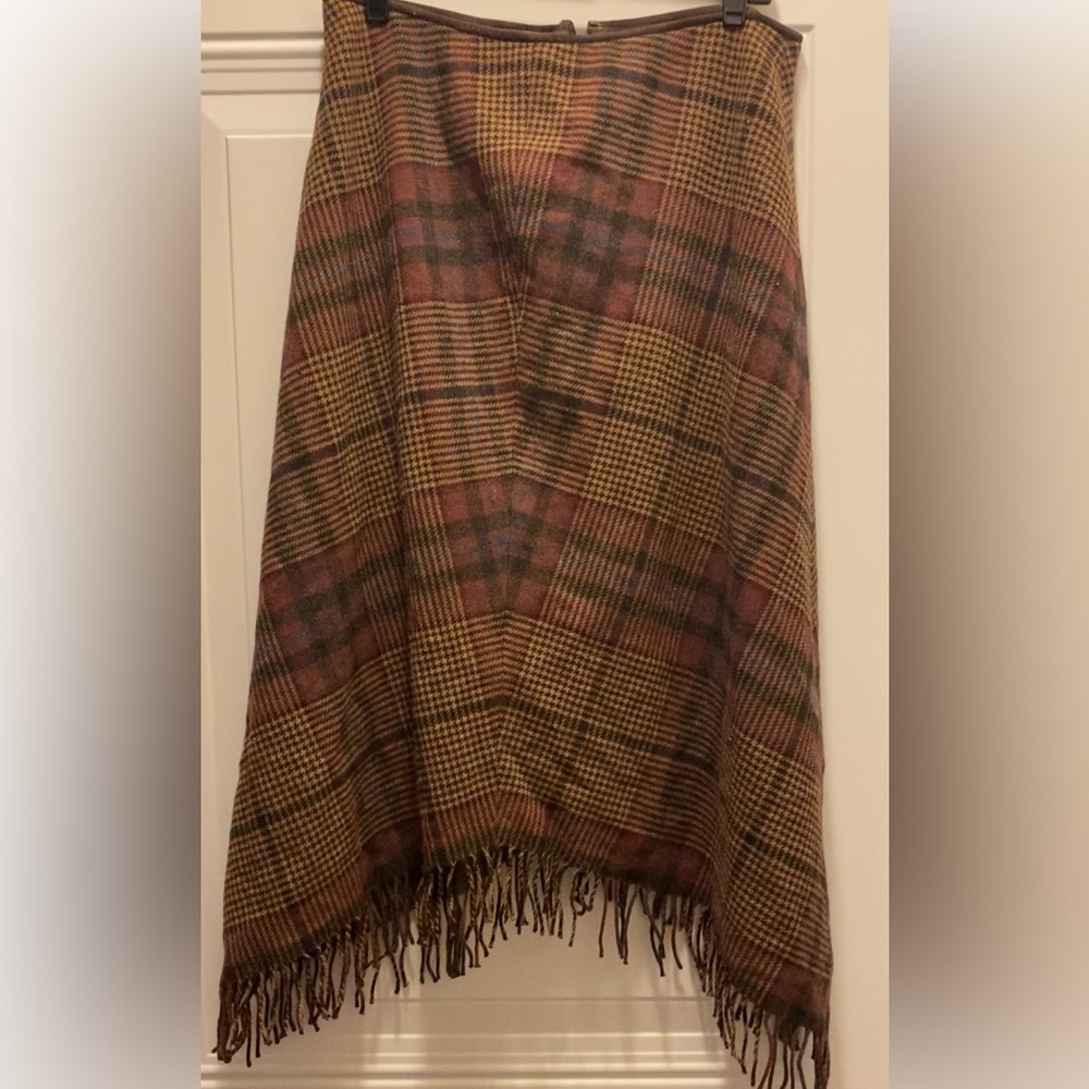 Ralph Lauren Fringed Wool  Skirt , sz 12 , color - Brown